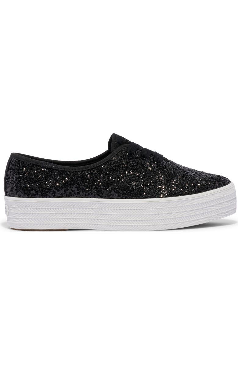 Keds<sup>®</sup> Point Glitter Platform Sneaker, Alternate, color, Black Glitter