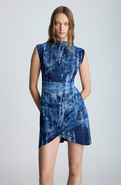Kenneth Cole Stretch Mesh Minidress In Dusk Blue Multi