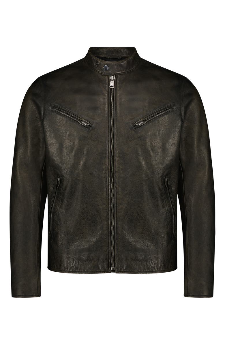 Lucky Brand Bonneville Washed Leather Jacket, Main, color, Washed Black