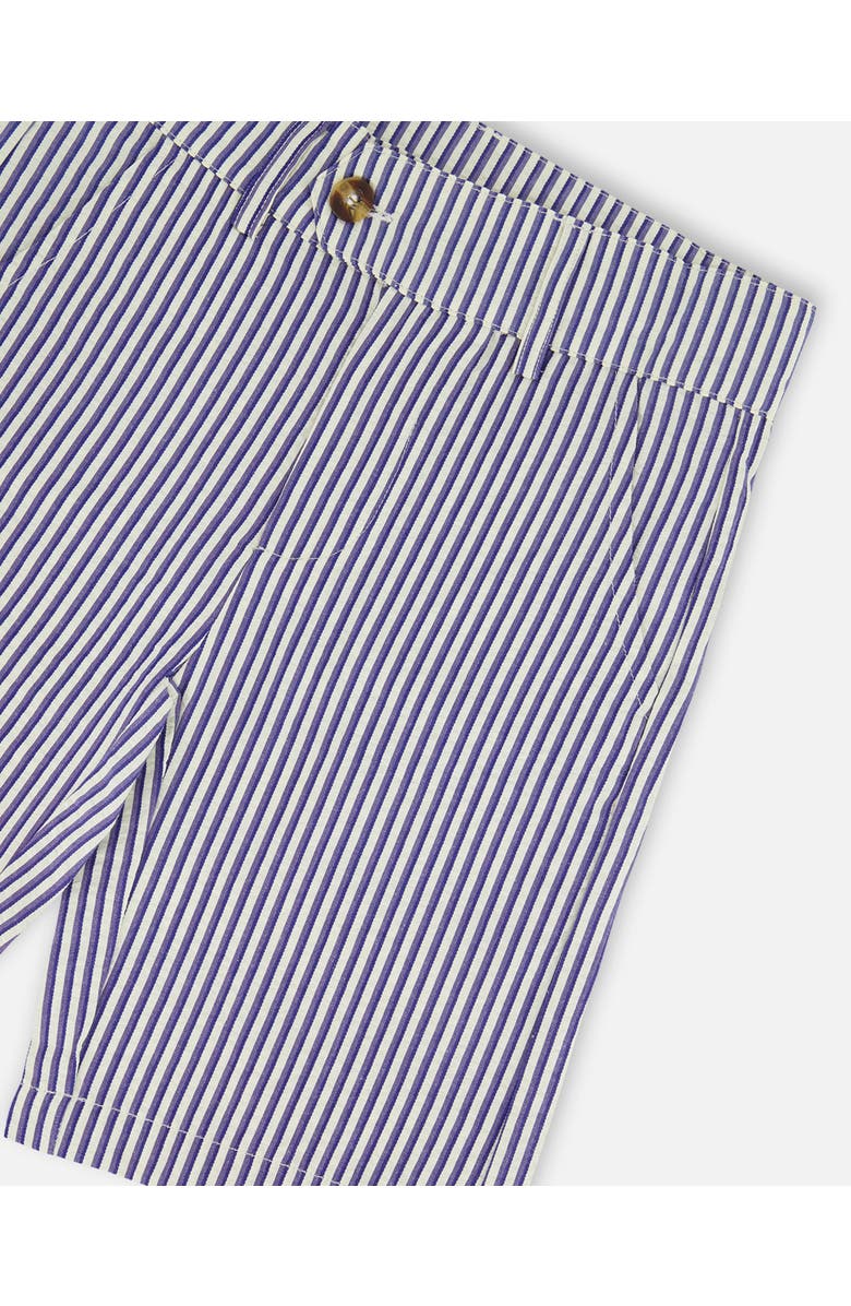 Deux par Deux Little Boy's Slant Pocket Bermuda Shorts Royal Blue Striped, Alternate, color, Cream Striped Blue