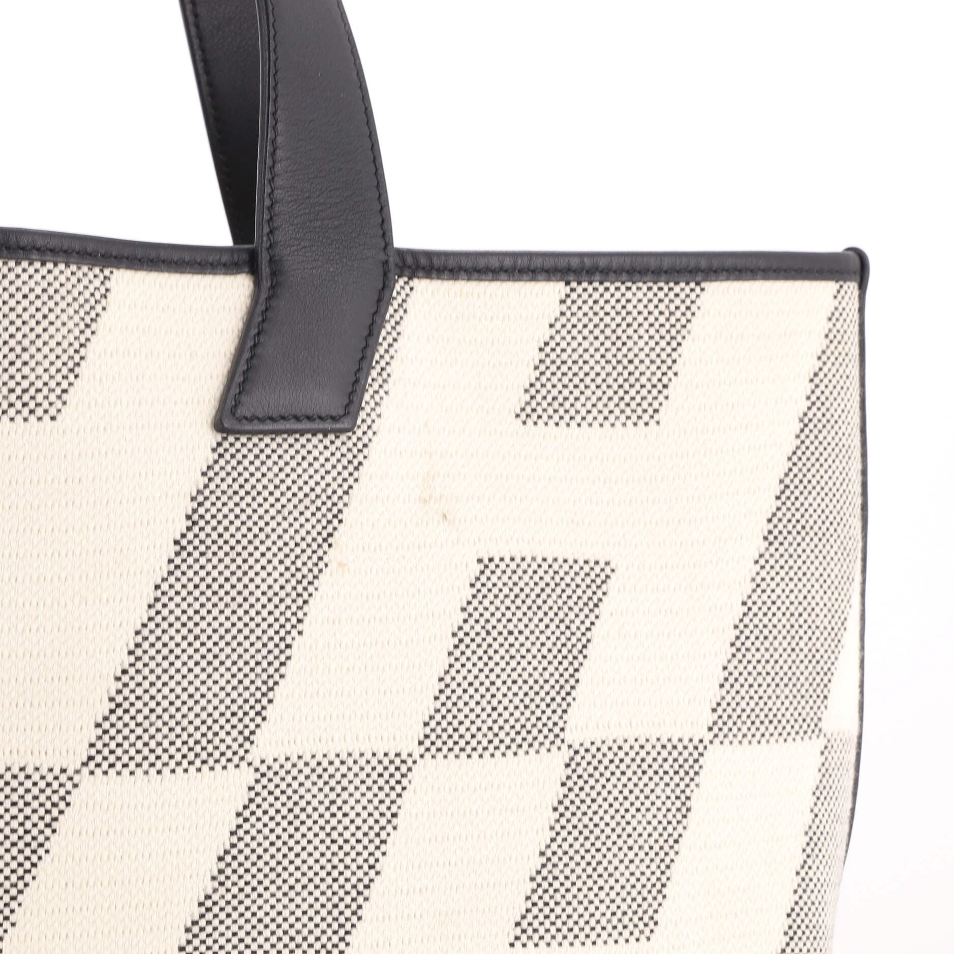 Cabas H en Biais Tote Canvas with Leather 40, Alternate, color, Black