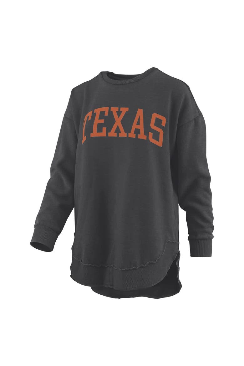 Women's Pressbox  Black Texas Longhorns Melange Poncho Vintage Fleece Long Sleeve Pullover Sweatshirt, Alternate, color, Black