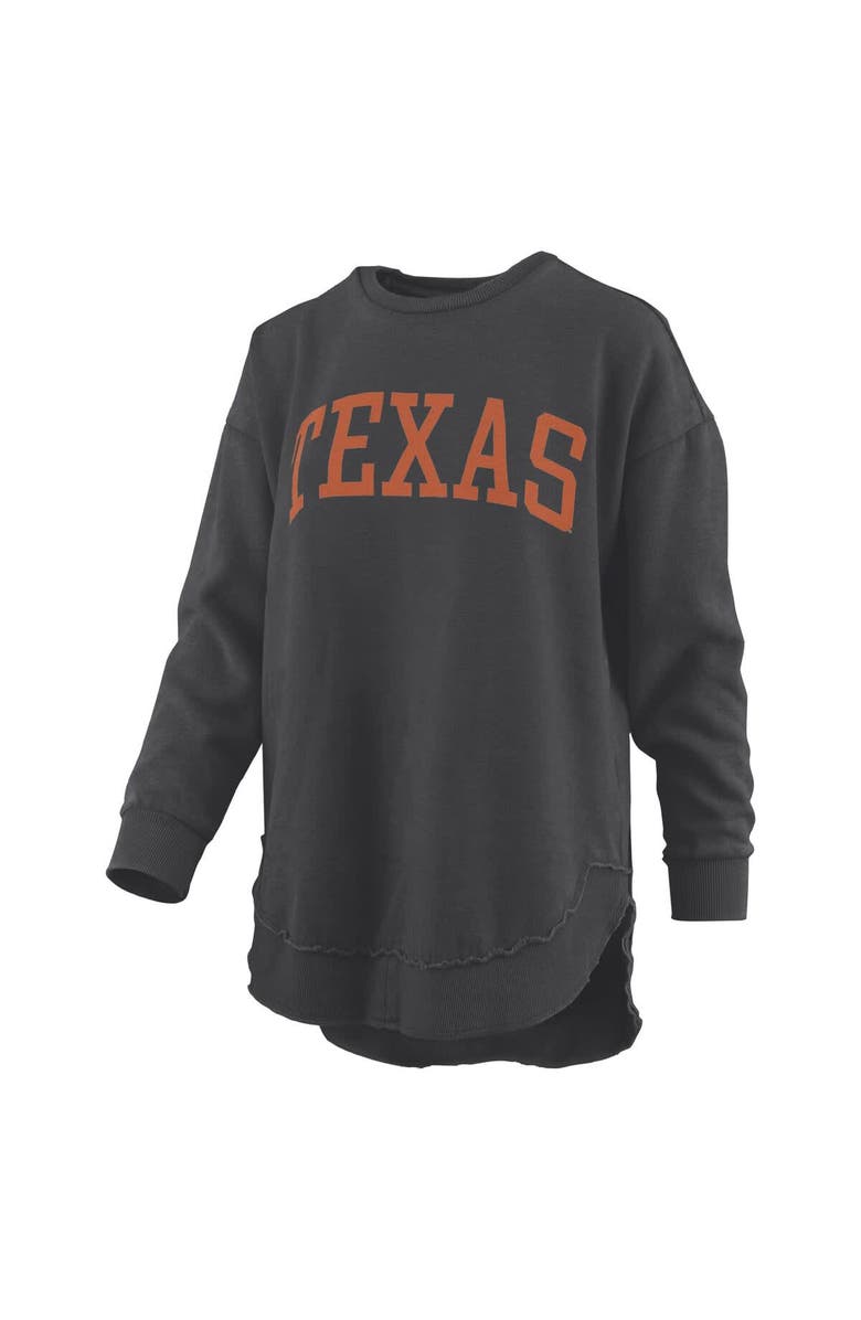 PRESSBOX Women's Pressbox Black Texas Longhorns Melange Poncho Vintage Fleece Long Sleeve Pullover Sweatshirt, Alternate, color, Black