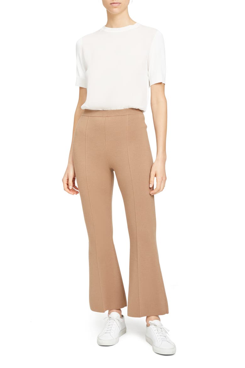 Flare Empire Wool Pants, Alternate, color, LIGHT CAMEL