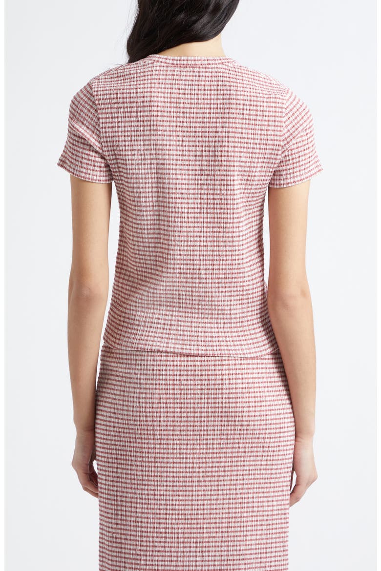Smocked Gingham T-Shirt, Alternate, color, ROSE JAM COMBO