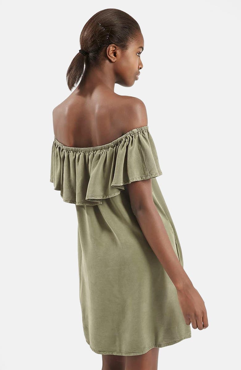 Topshop Ruffled Off the Shoulder Dress, Alternate, color,