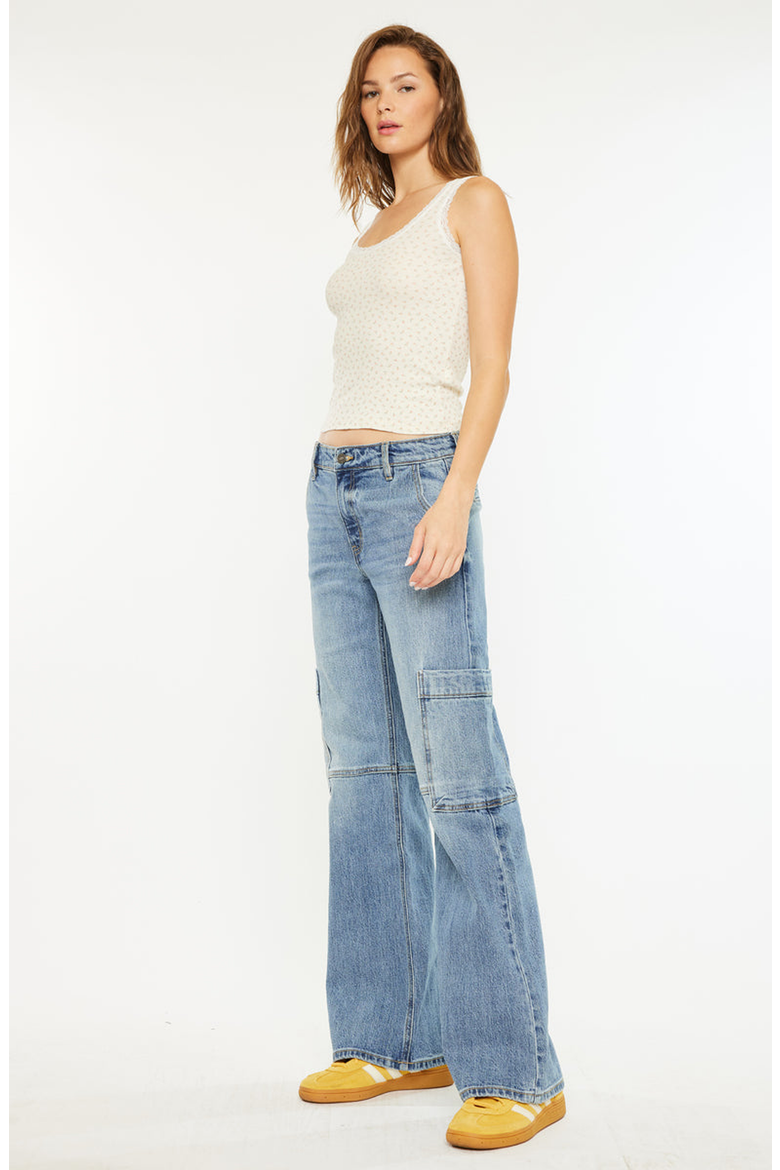 Priority Low Rise X-Cargo Jeans, Alternate, color, Medium Wash