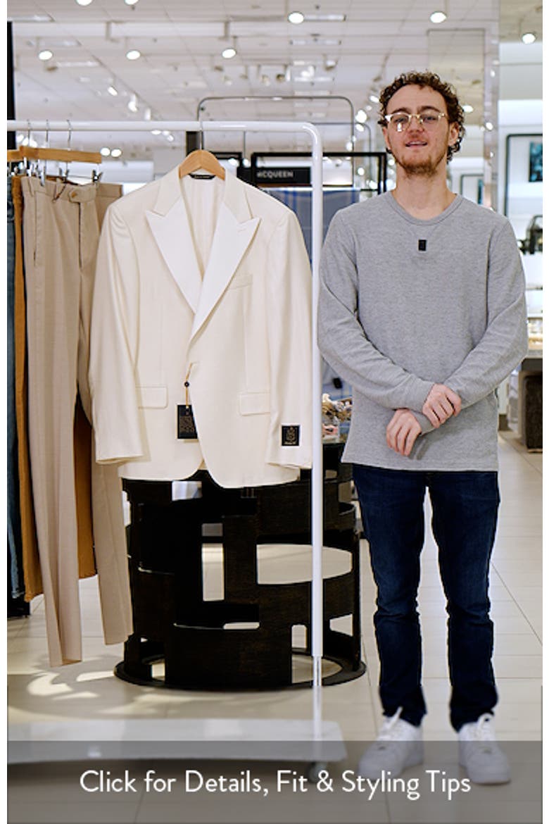 Ivory Plaid Jacquard Wool & Silk Peak Lapel Dinner Jacket video