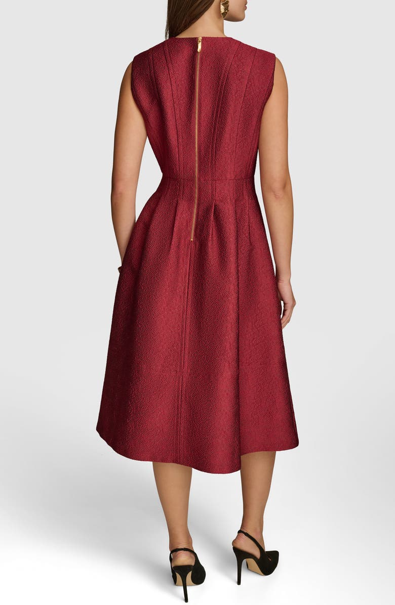 Donna Karan New York Jacquard Midi Fit & Flare Dress, Alternate, color, Cabernets