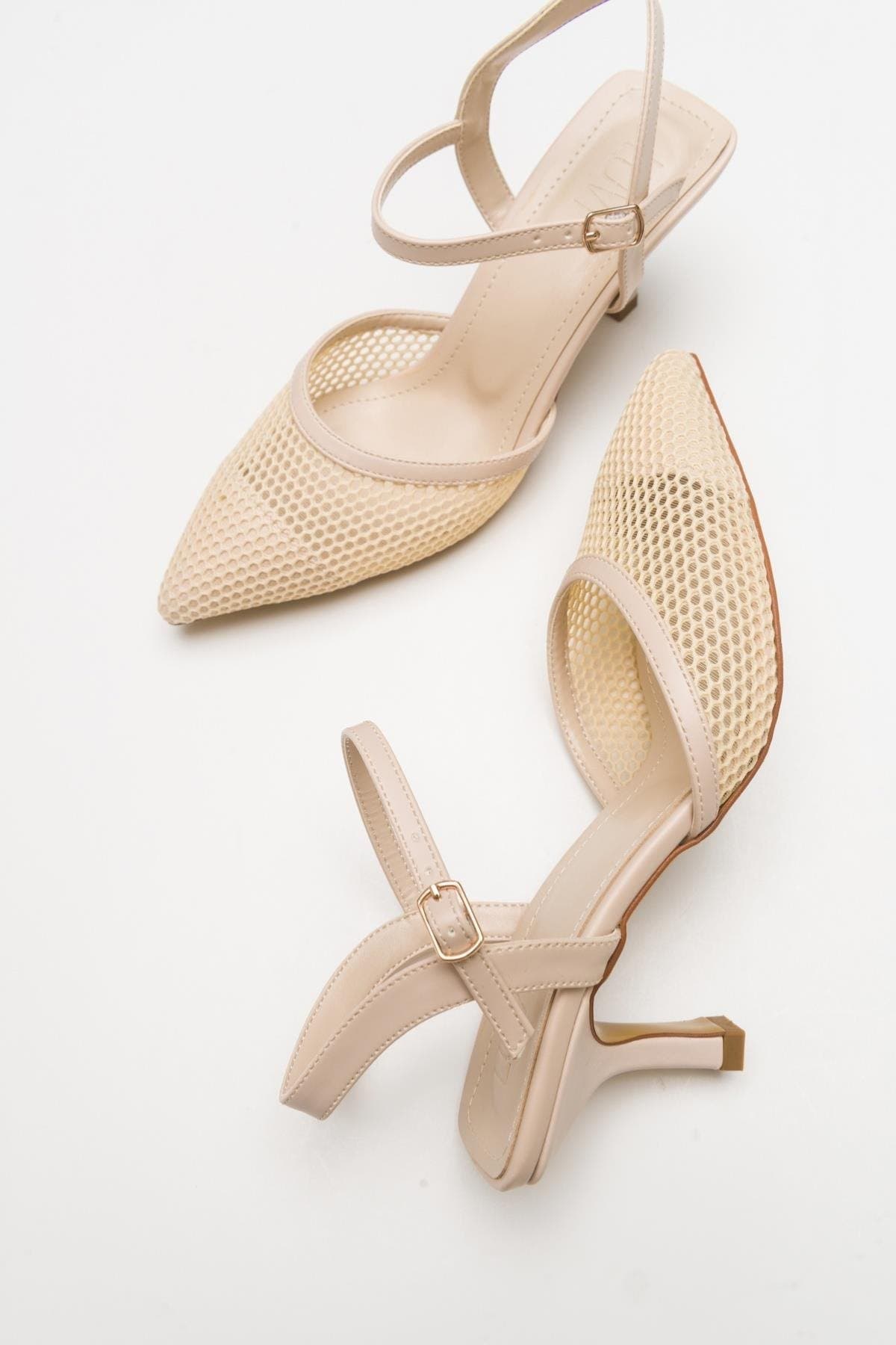 Chic Mesh Pointed Toe Pump, Alternate, color, Beige