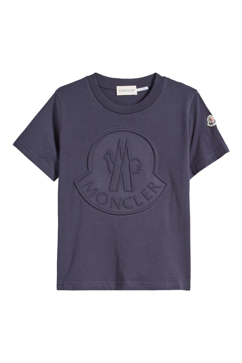 Kids' Logo Embossed Cotton T-Shirt, Main, color, BLUE NAVY