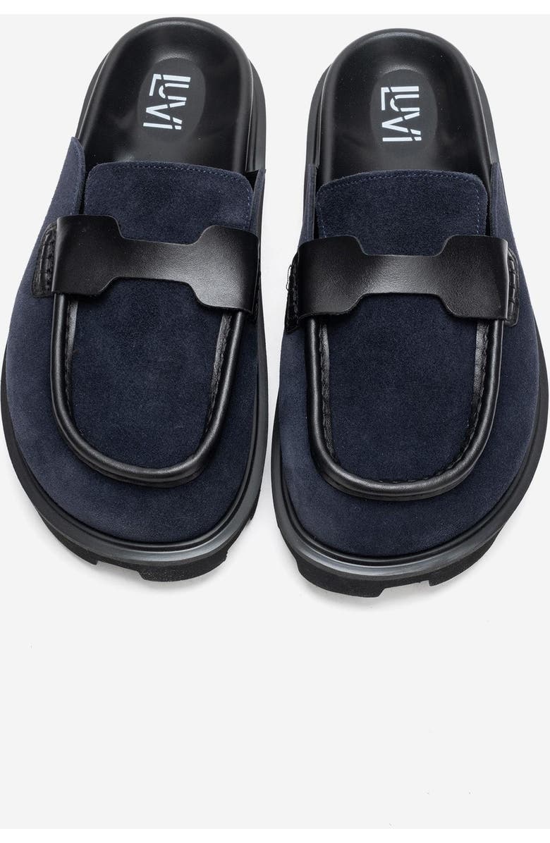 Forever & Always Shoes Vela Leather Slipper, Alternate, color, Navy Suede