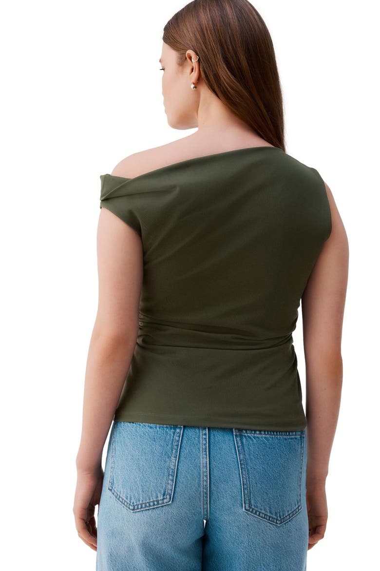 Side Ruched One-Shoulder Top, Alternate, color, GREEN