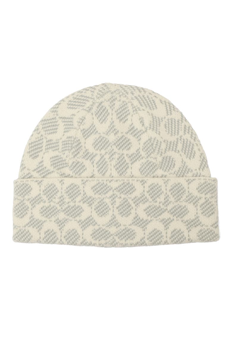 Signature Monogram Wool Blend Beanie, Alternate, color, CHALK MULTI