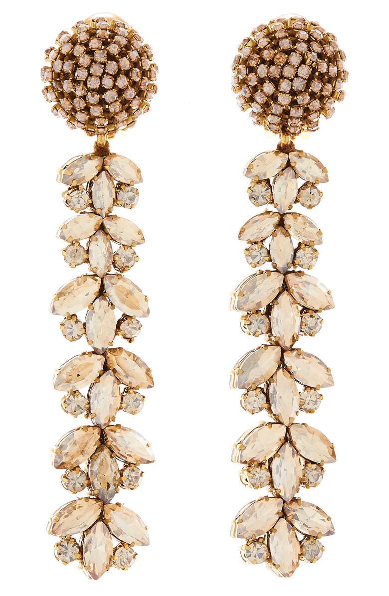 Oscar de la Renta l Crystal Flower Linear Drop Earrings, Main, color, 