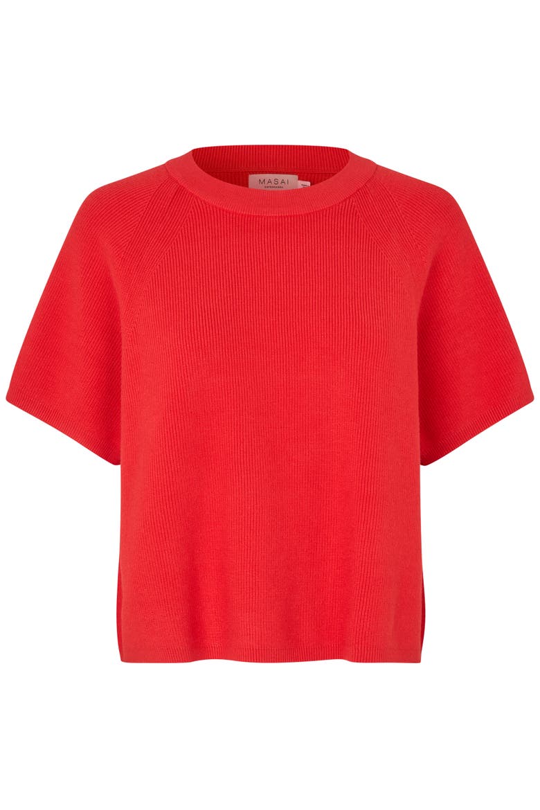 MaFokimia Short Sleeve Knit Blouse, Alternate, color, Poinsettia