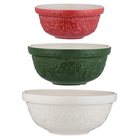 Deck The Halls 3 Piece Ceramic Mixing Bowl Set