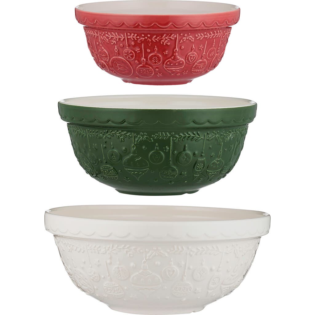 Mason Cash Deck The Halls 3 Piece Ceramic Mixing Bowl Set In Multi
