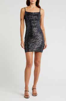 bebe Cowl Neck Sequin Minidress