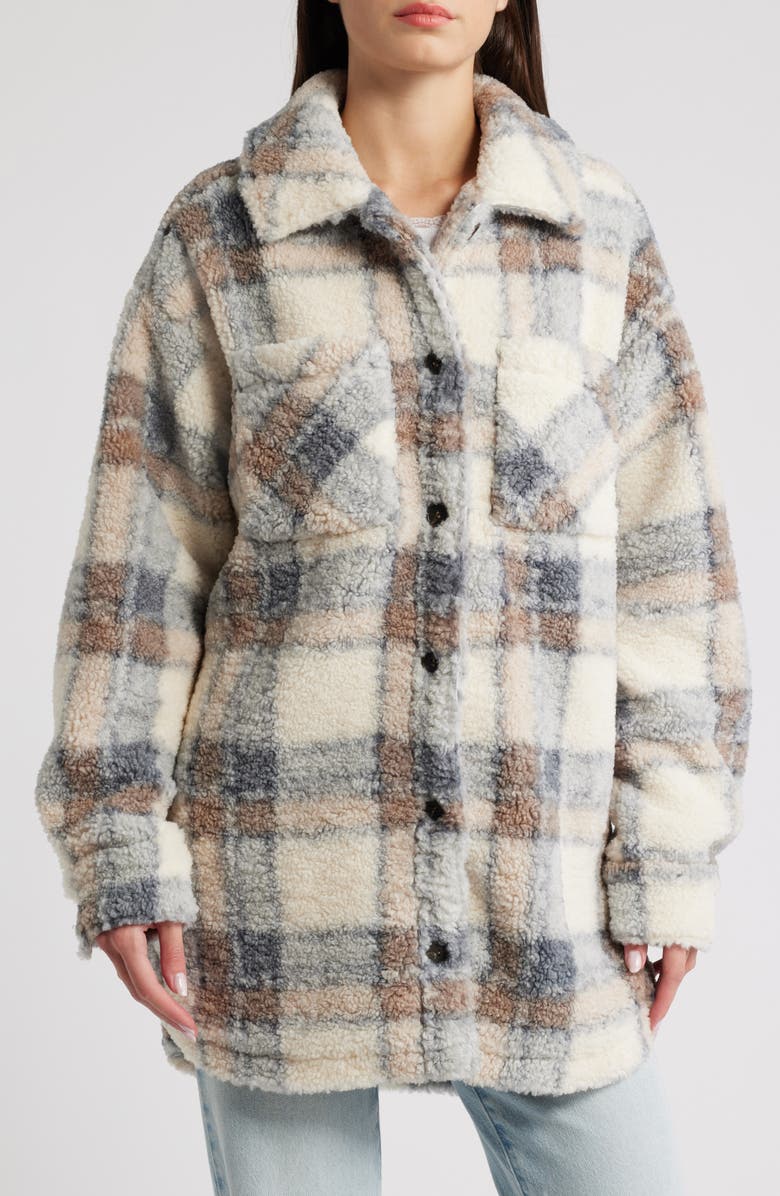 Plaid Fleece Shirt Jacket