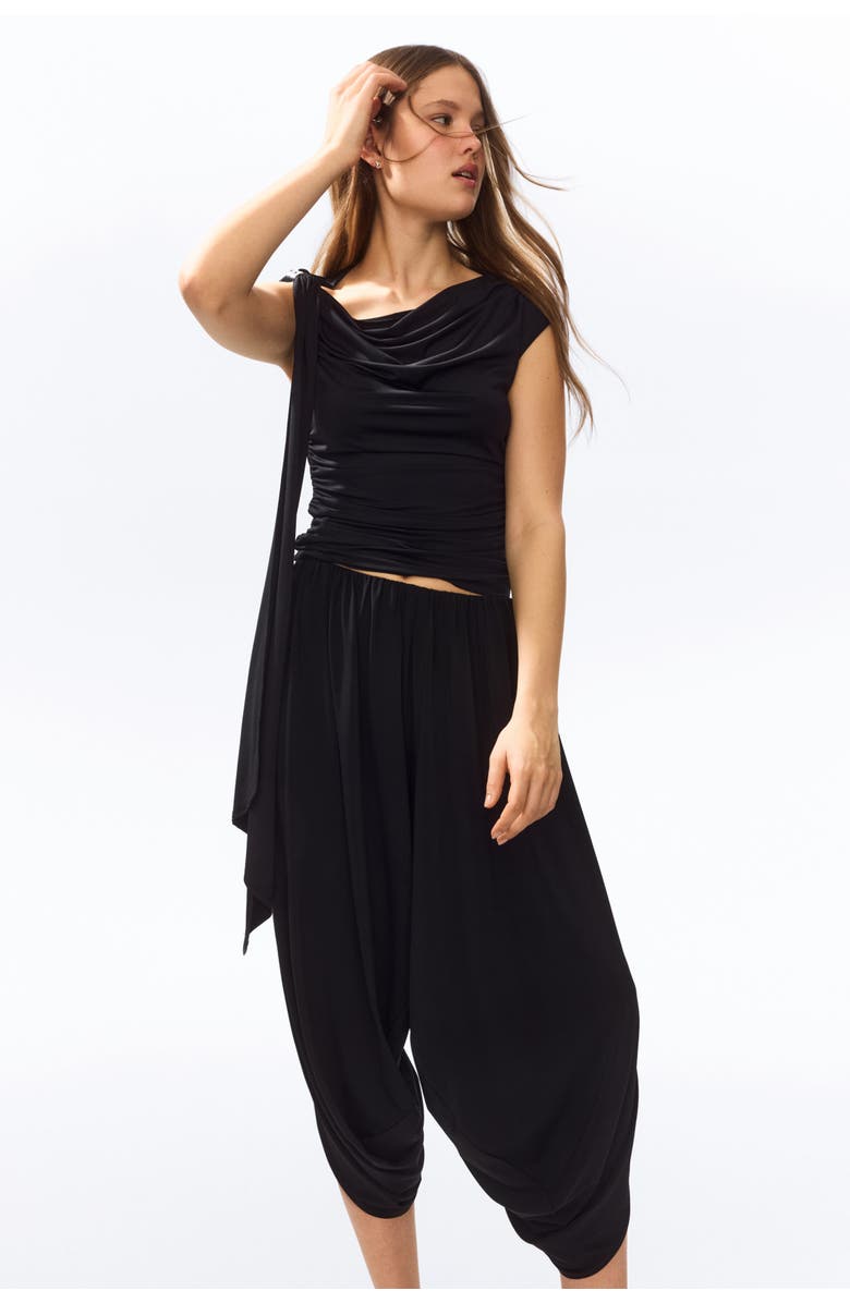 H&M Wrap-detail Balloon Trousers, Alternate, color, Black