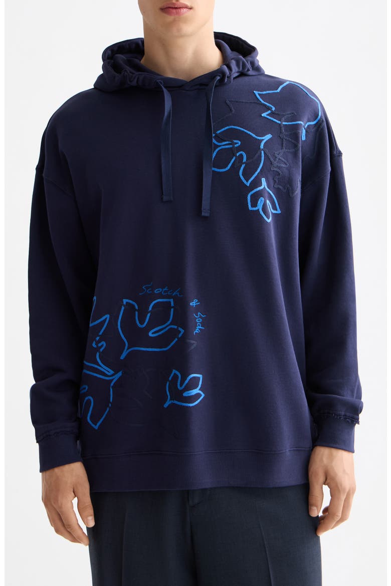 Soutache Embellished Hoodie, Main, color, PEACOAT