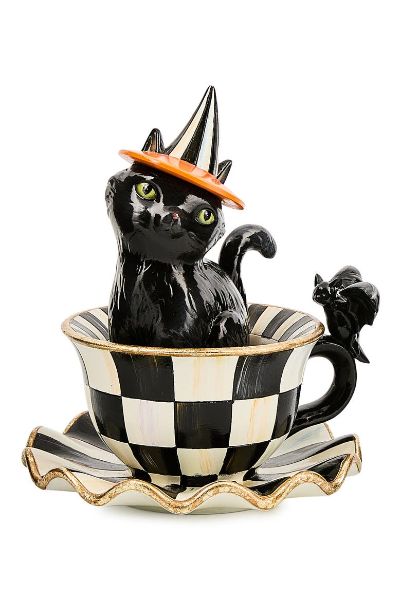 Courtly Check Teacup Ghost Decor, Main, color, COURTLY