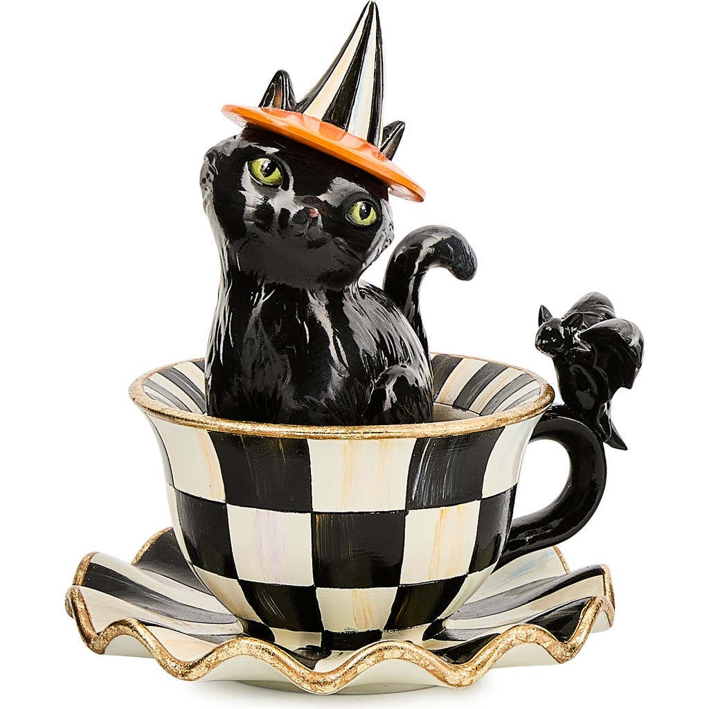 Mackenzie-childs Mackenzie Childs Courtly Check Teacup Ghost Decor In Black