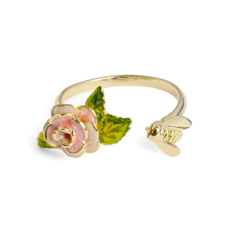 Vintage Rose & Bee Ring