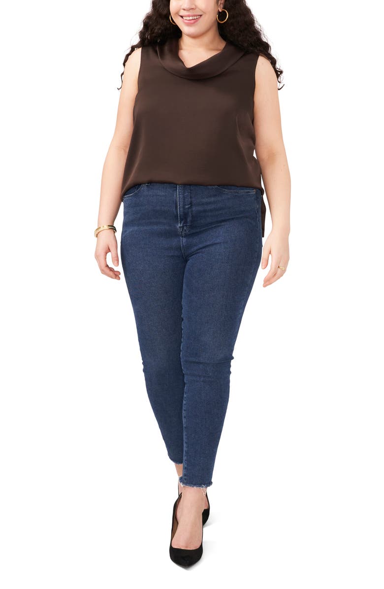 Vince Camuto Cowl Neck Sleeveless Satin Top, Alternate, color,