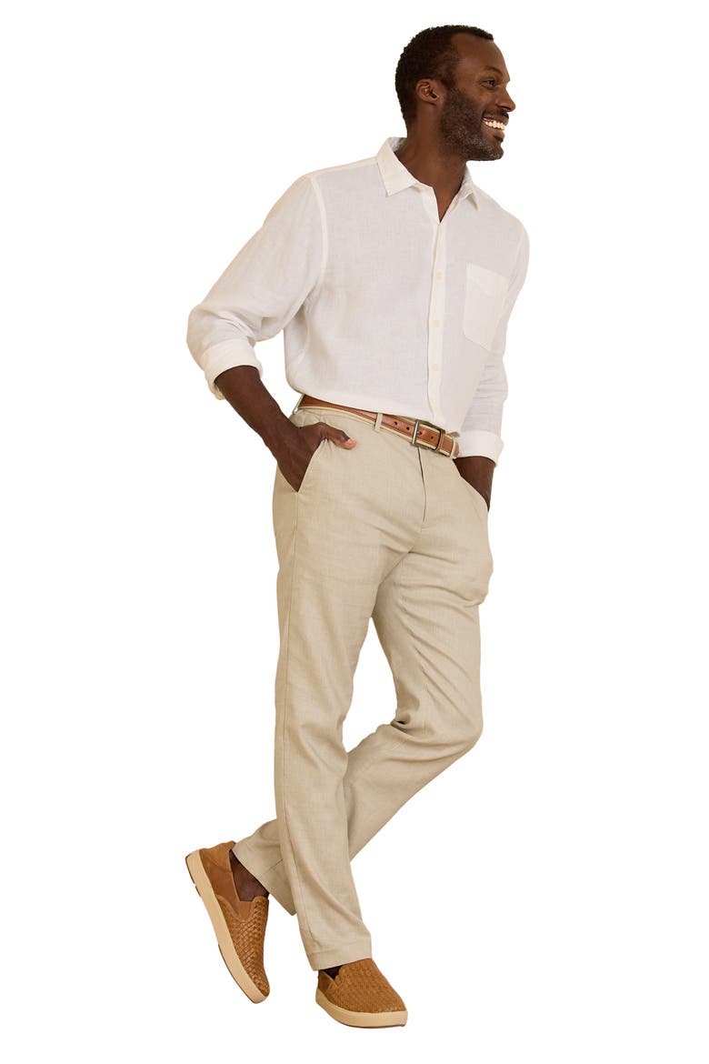 Lahaina Bay Linen Blend Pants, Alternate, color, STONE KHAKI