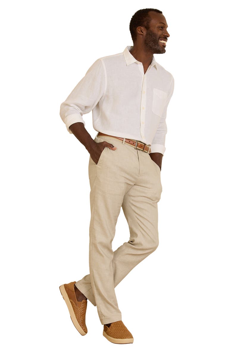 Tommy Bahama Latigo Beach Flat Front Linen Blend Pants, Alternate, color, Stone Khaki