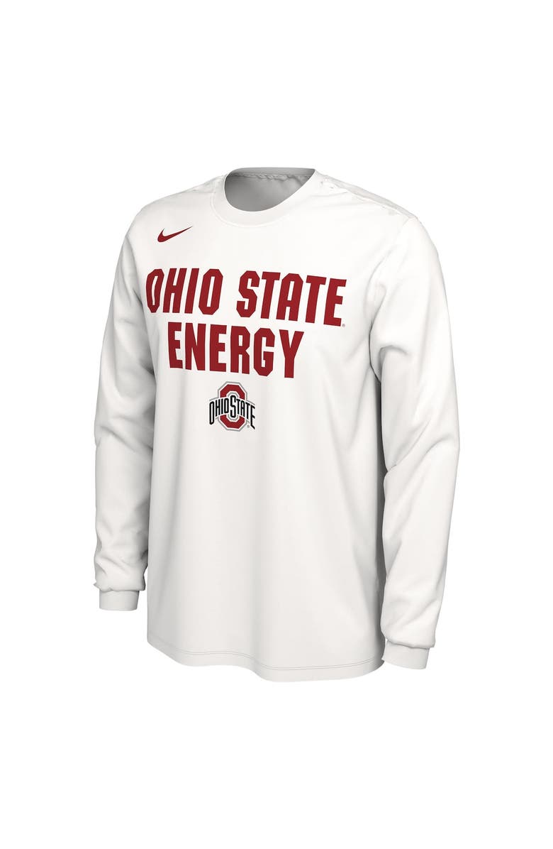 Nike Unisex Nike  White Ohio State Buckeyes 2024 On-Court Bench Energy Long Sleeve T-Shirt, Alternate, color, 