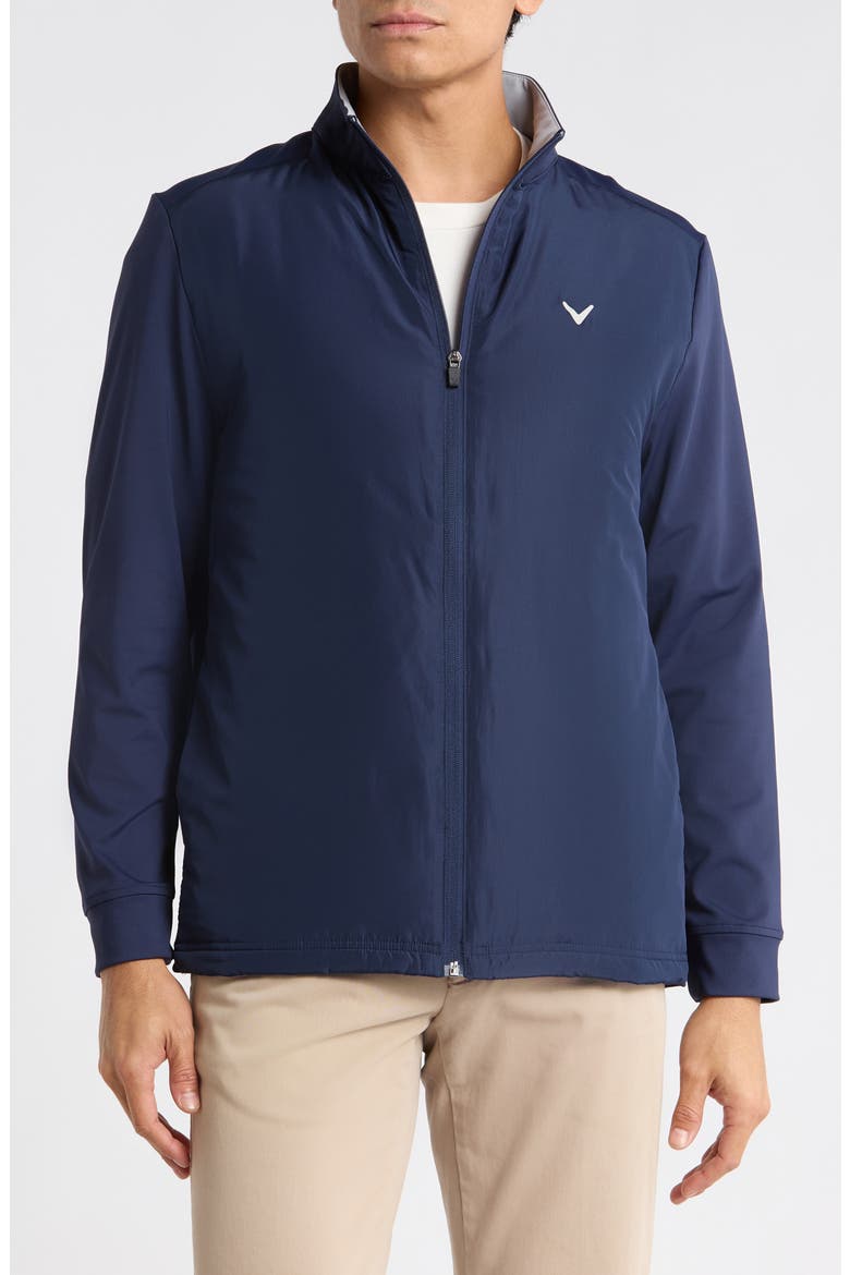 Insulated Mixed Media Full Zip Jacket, Main, color, PEACOAT