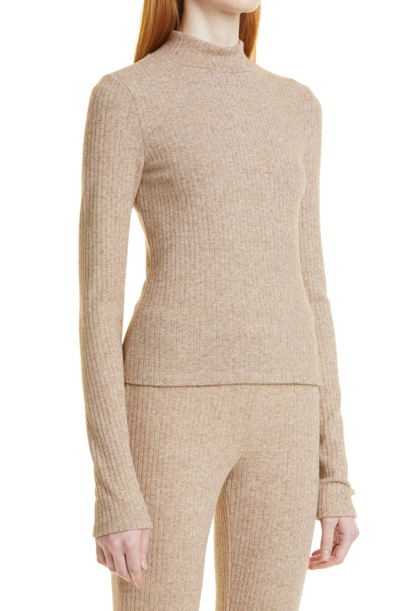 Vince Rib Long Sleeve Mock Neck Sweater, Alternate, color, Wheat