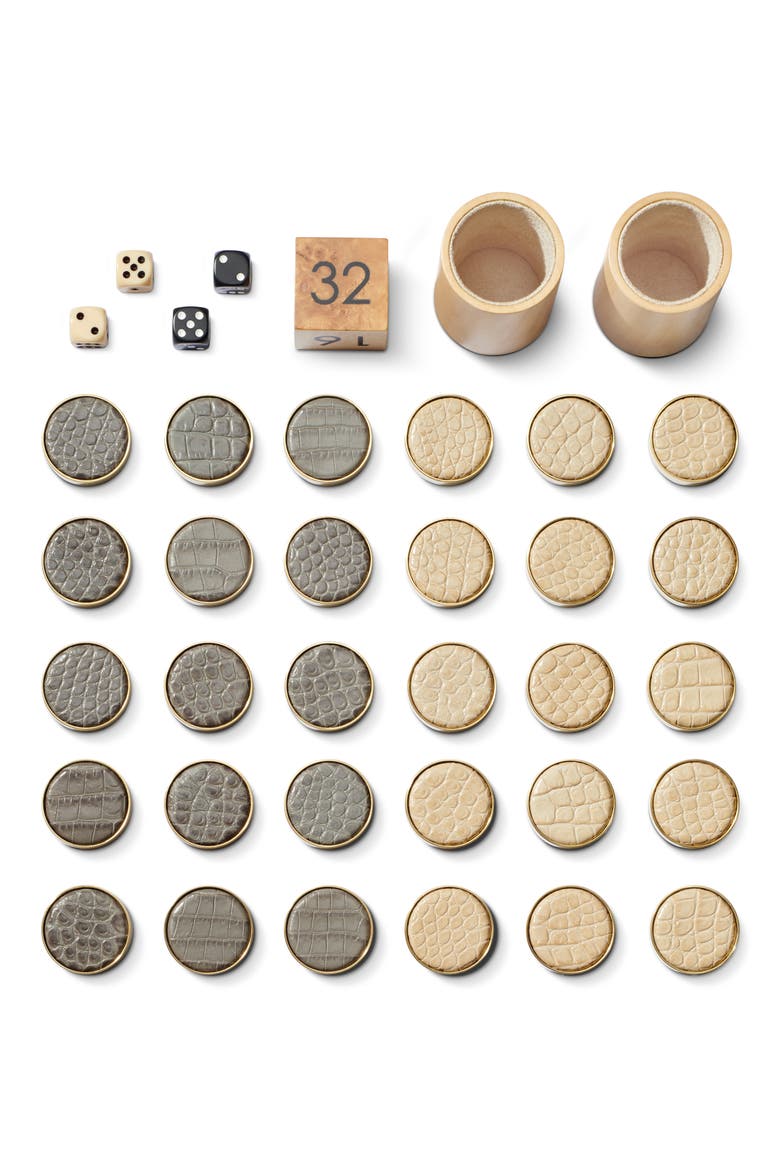 Croc Embossed Backgammon Set, Alternate, color, FAWN