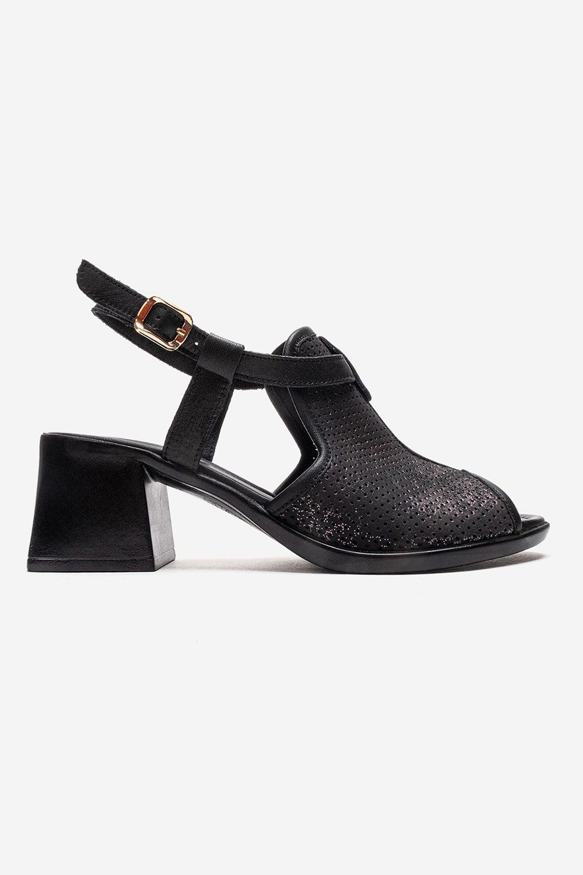 Janelle Leather Block Heel Sandal, Alternate, color, Black