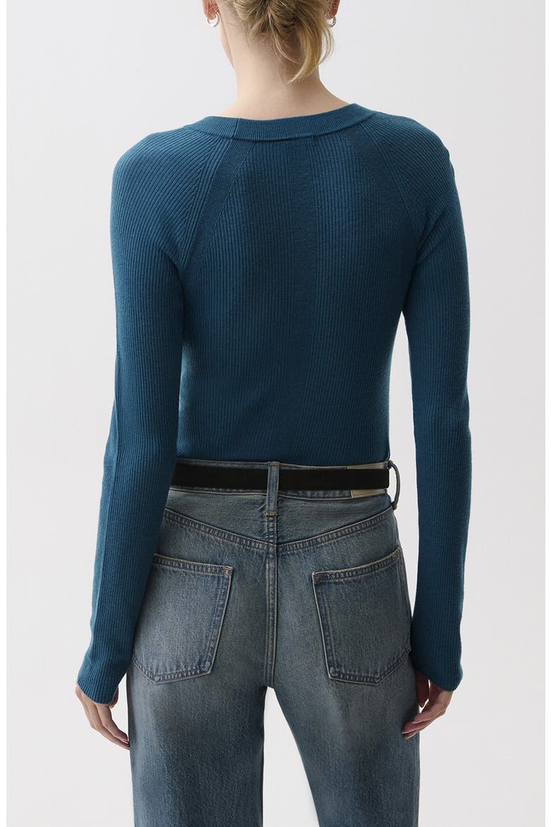 Juno Rib Long Sleeve Merino Wool Blend Top, Alternate, color, DEEP TEAL