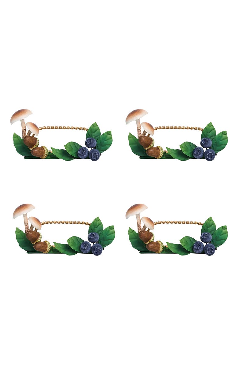 Juliska Forest Walk Mushroom & Acorns Set of 4 Place Card Holders, Main, color, Multi