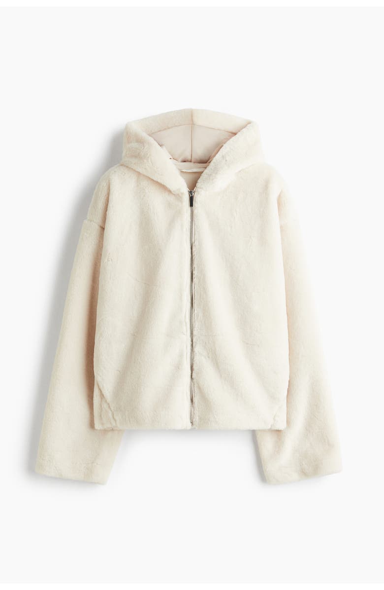 H&M Zip-through Hoodie, Main, color, Cream