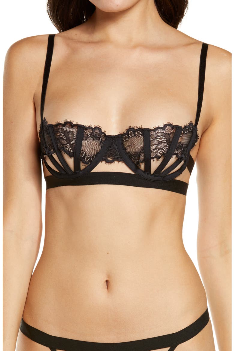 Sidney Open Cup Bra, Main, color, BLACK