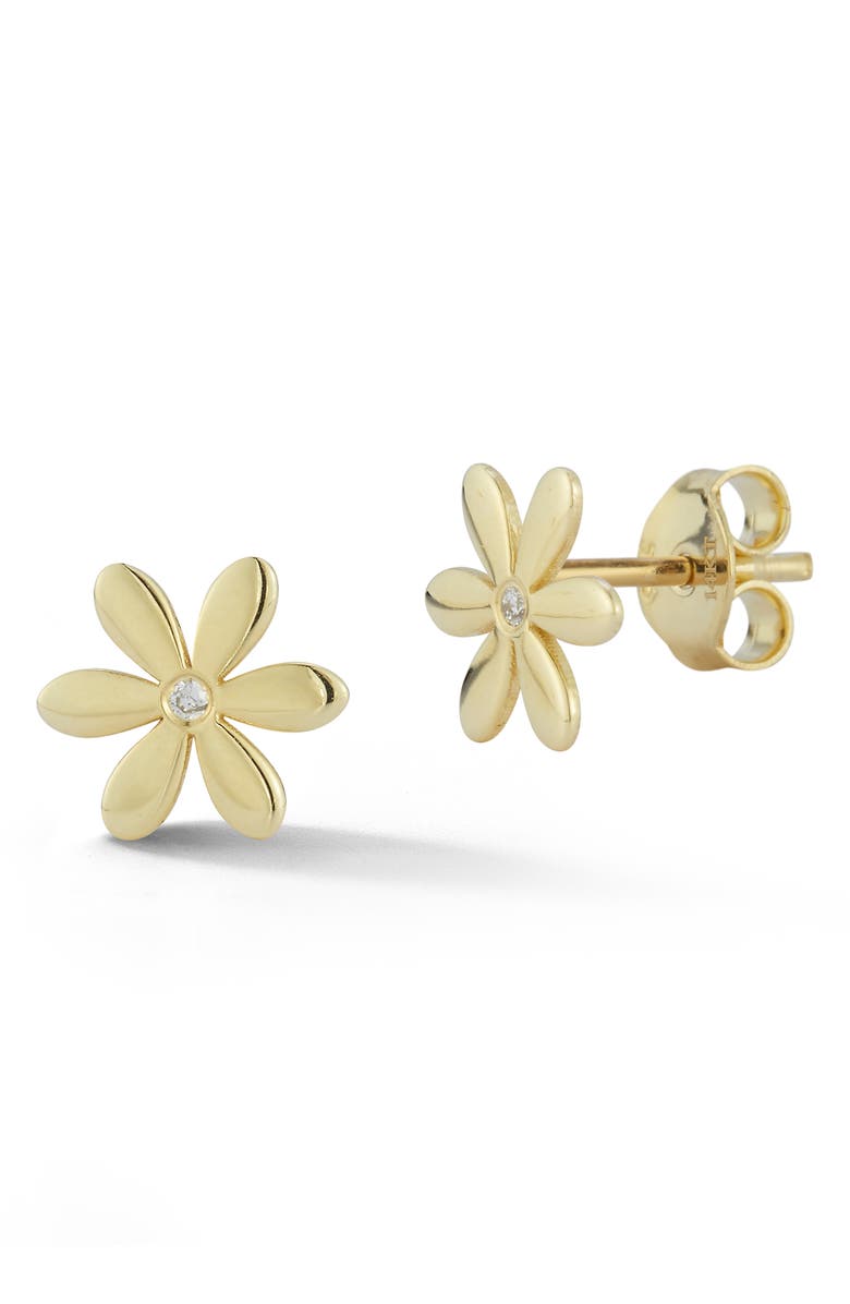 Ember Fine Jewelry 14K Gold Diamond Flower Stud Earrings, Main, color, Gold