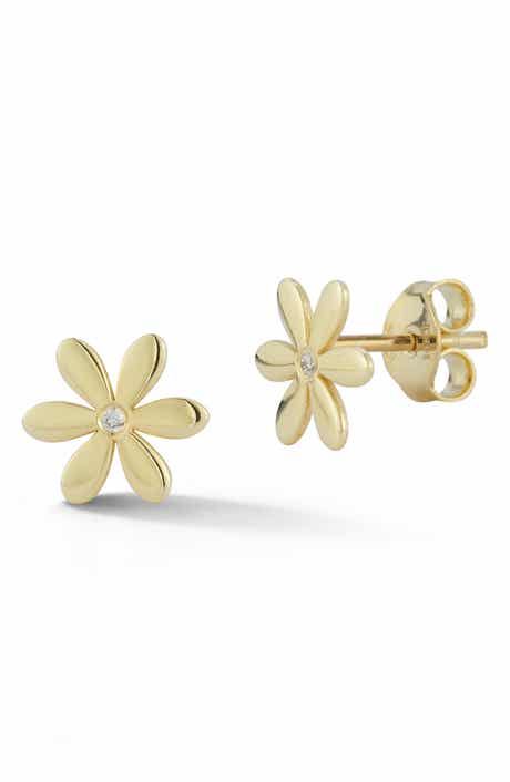 Ember Fine Jewelry 14K Gold Diamond Flower Stud Earrings