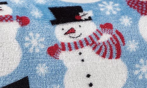 Luxury Home Bluw Snowman Plush Fleece Throw Blanket In Multi