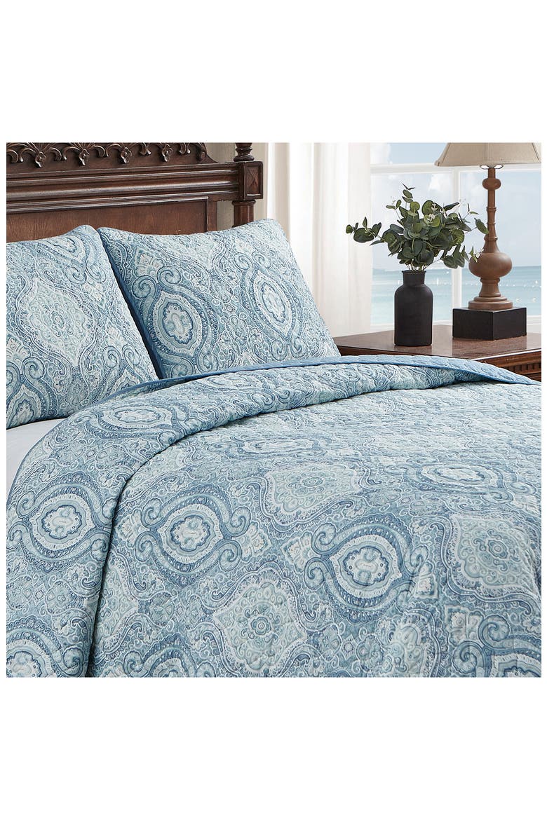 Turtle Cove Cotton Quilt & Sham Set, Alternate, color, CARIBBEAN BLUE