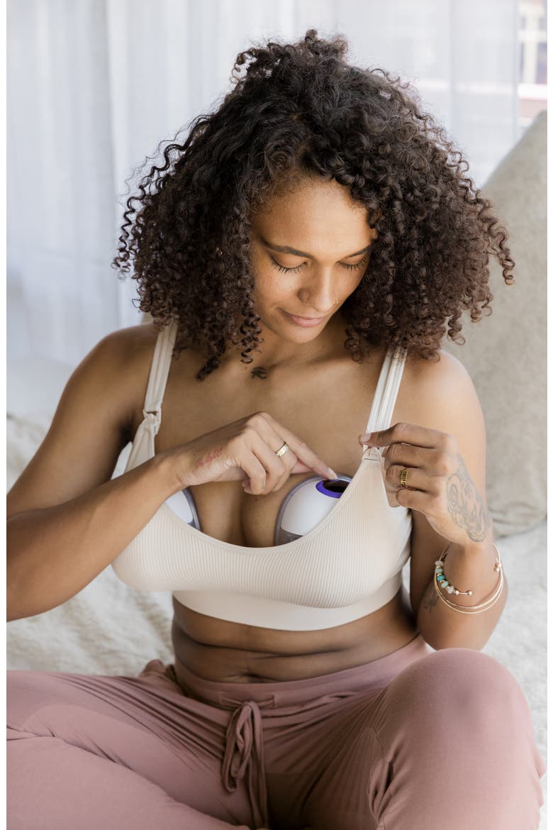 Mia Maternity & Nursing Lounge Bra- Fits Sizes 30B-44D, Alternate, color, STONE