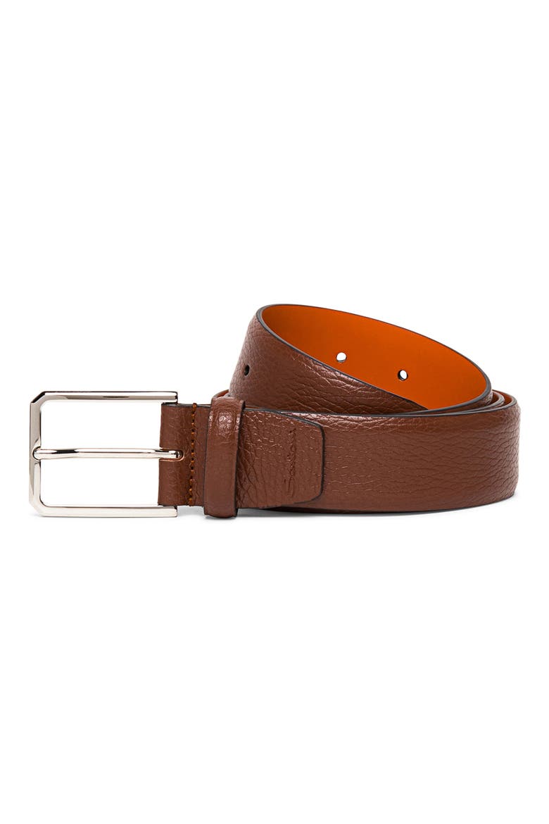 Leather Belt, Main, color, LIGHT BROWN