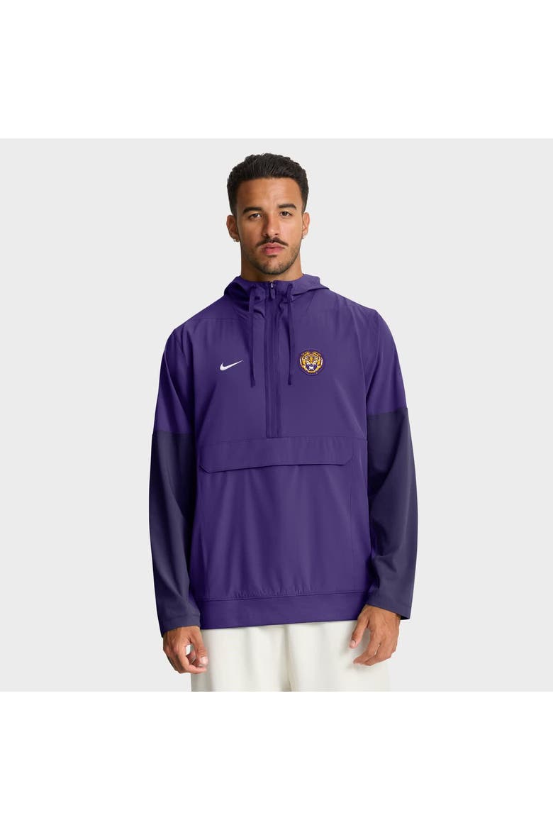 Men's Nike Purple LSU Tigers Anorak Half-Zip Hoodie Jacket, Main, color, Purple