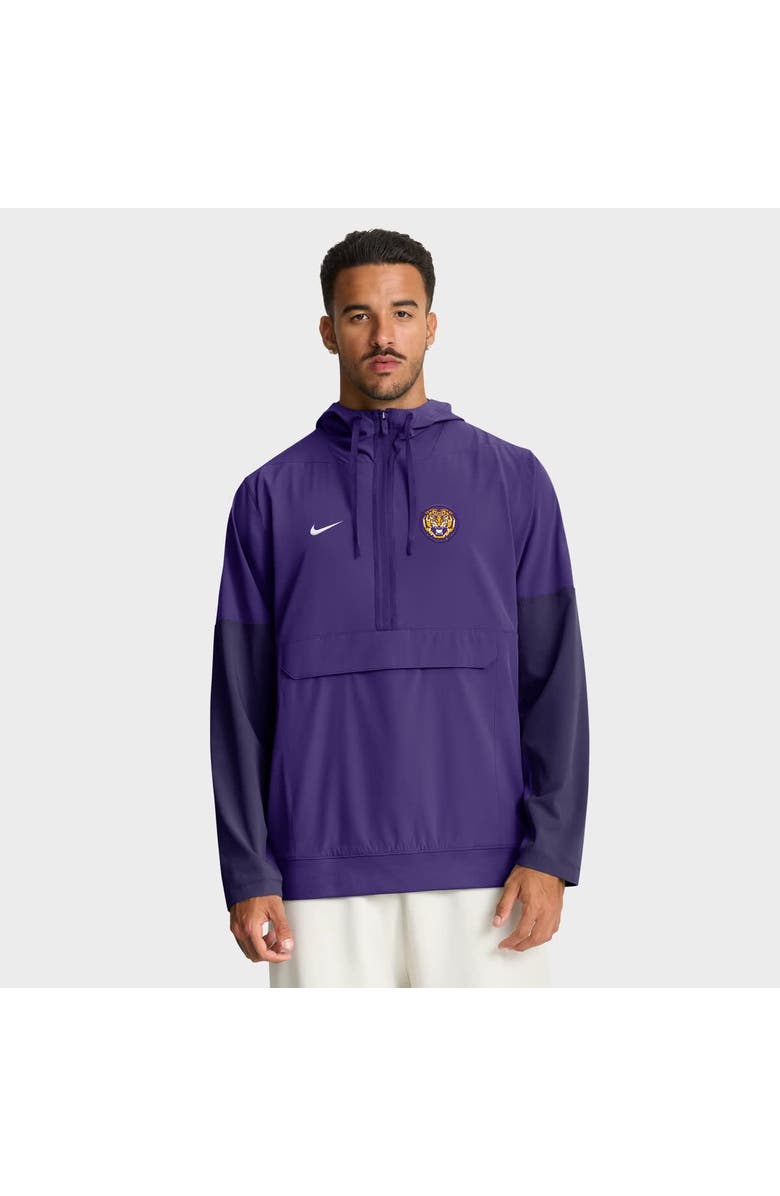 Nike Men's Nike Purple LSU Tigers Anorak Half-Zip Hoodie Jacket, Main, color, Purple