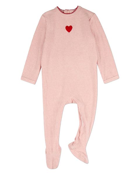 Baby Heart-Embroidered Footie